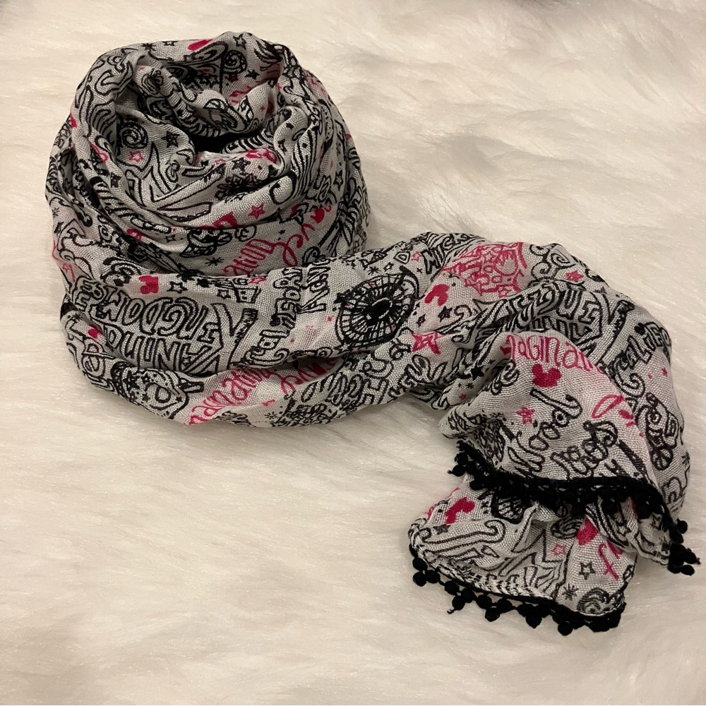 Disney Disneyland Black and Pink Long Scarf